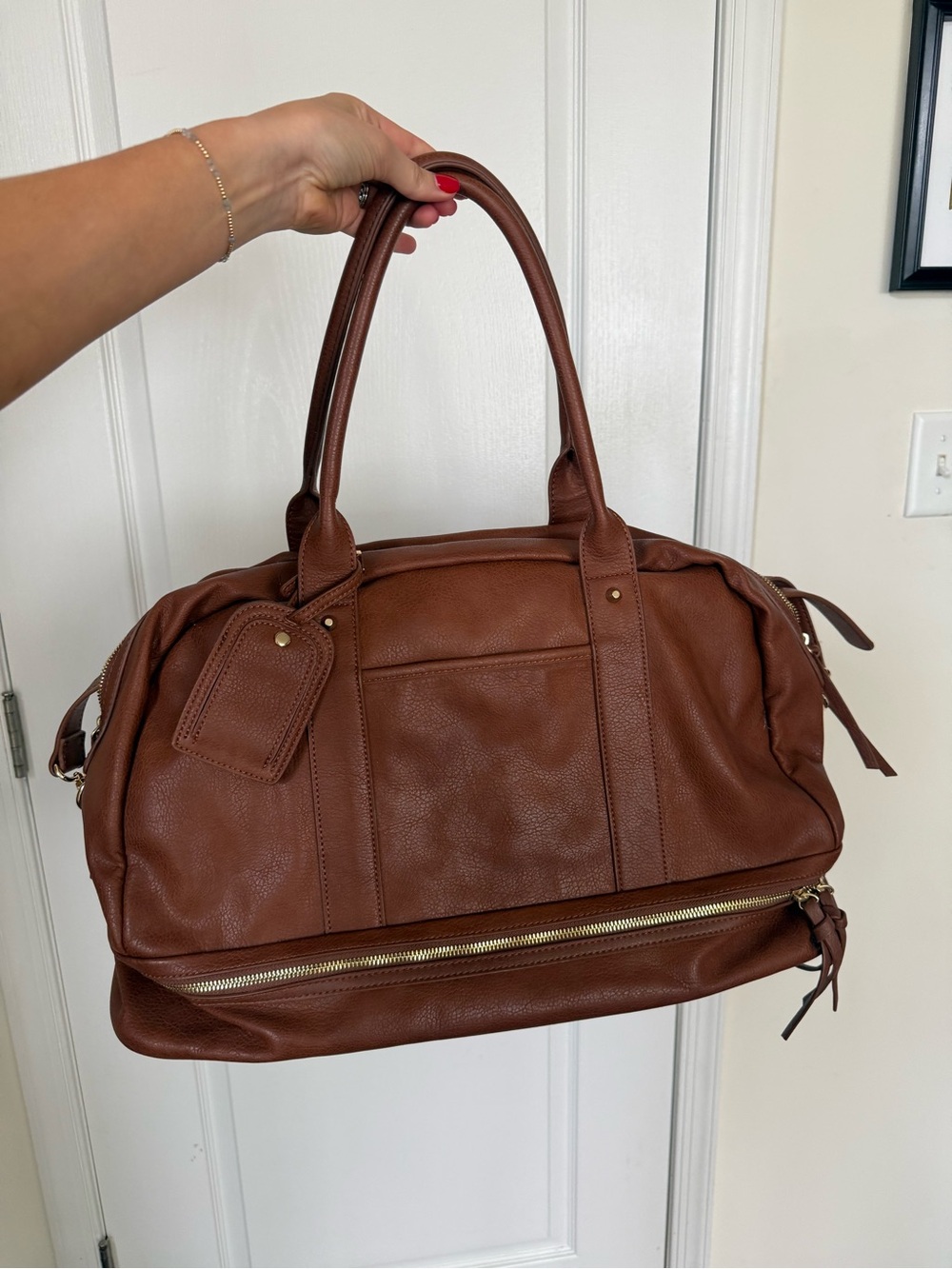 NWOT - Sole Society - Vegan Cognac Carry-On Weekender Bag - Picture 2 of 4